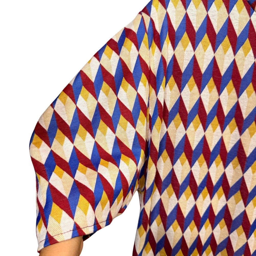 Zara Woman Basic Geometric Harlequin Diamond Knit Midi Shift Dress Multicolor M - Picture 5 of 7